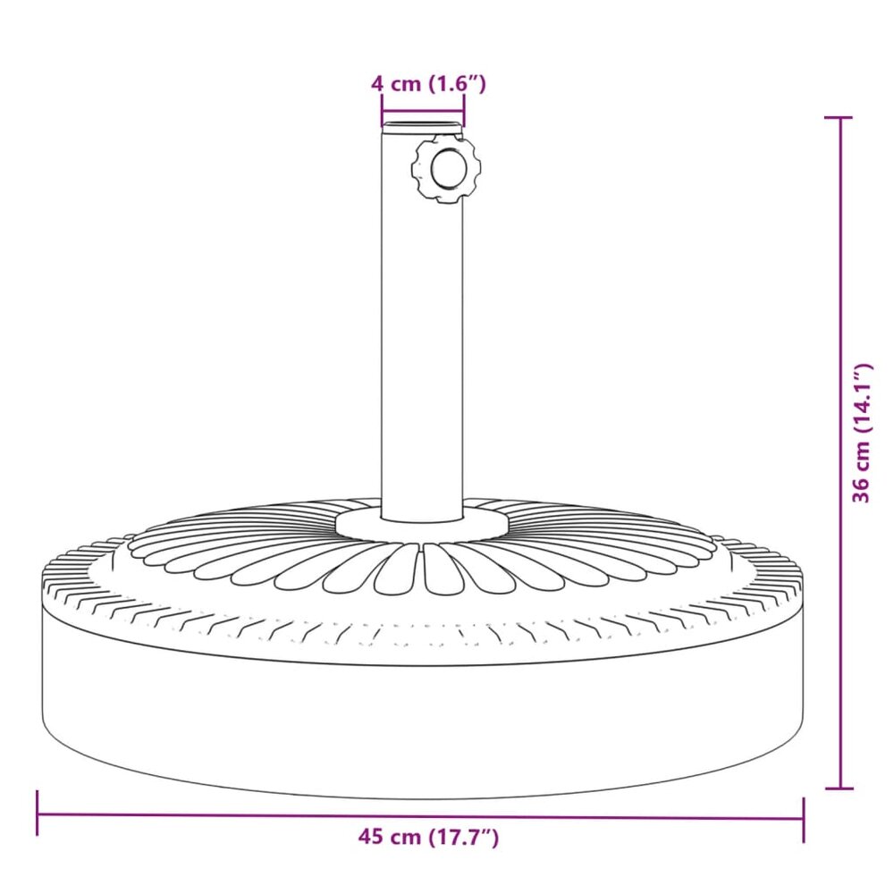 Parasolvoet voor stokken van &Oslash;38 / 48 mm 25 kg rond