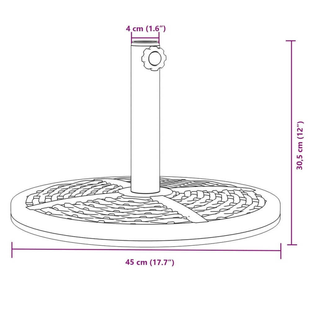 Parasolvoet voor stok van &Oslash;38 / 48 mm 12 kg rond