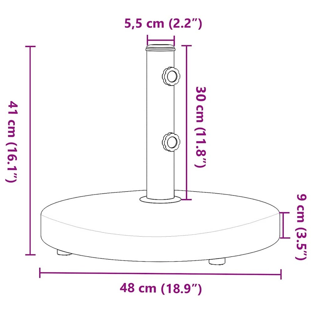 Parasolvoet voor stokken van &Oslash;32/38/48 mm 25 kg rond