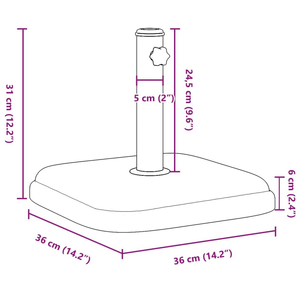 Parasolvoet voor stokken van &Oslash;32/35/38 mm 11 kg vierkant
