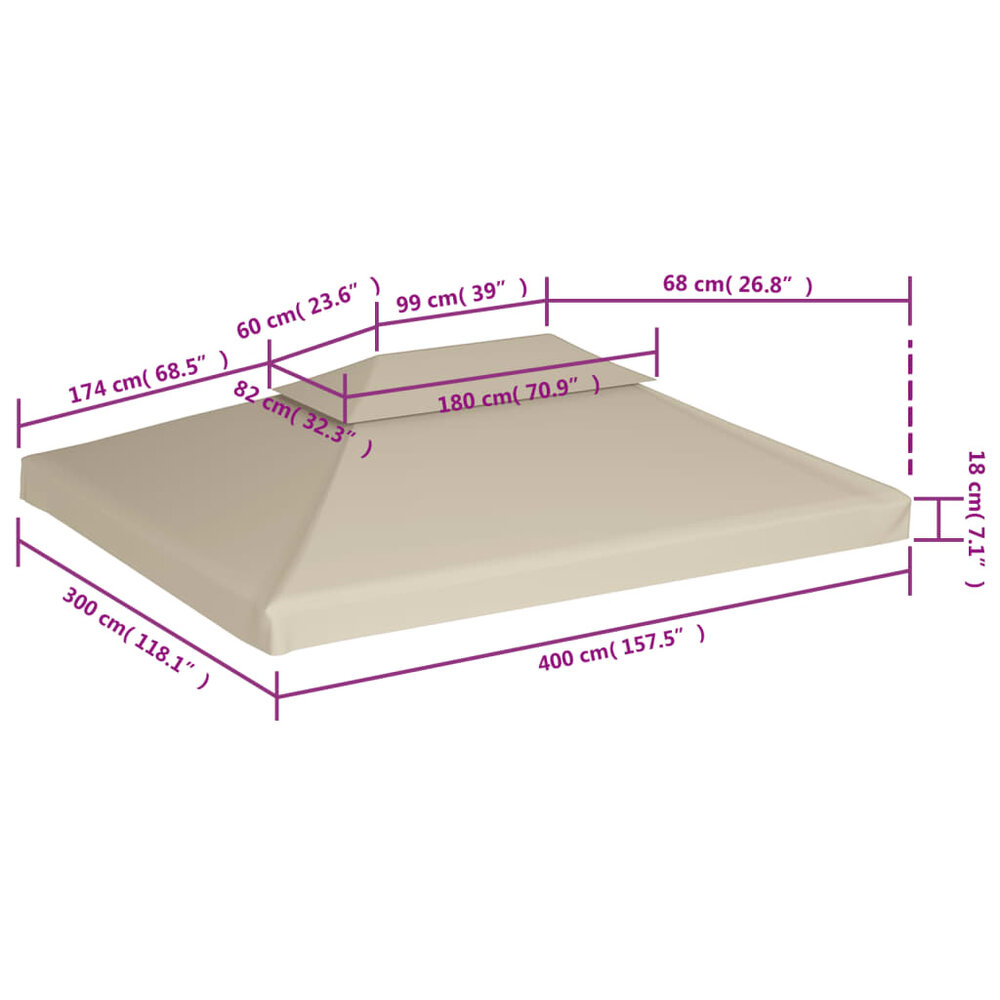 Vervangend tentdoek prieel 310 g/m&sup2; 3x4 m beige