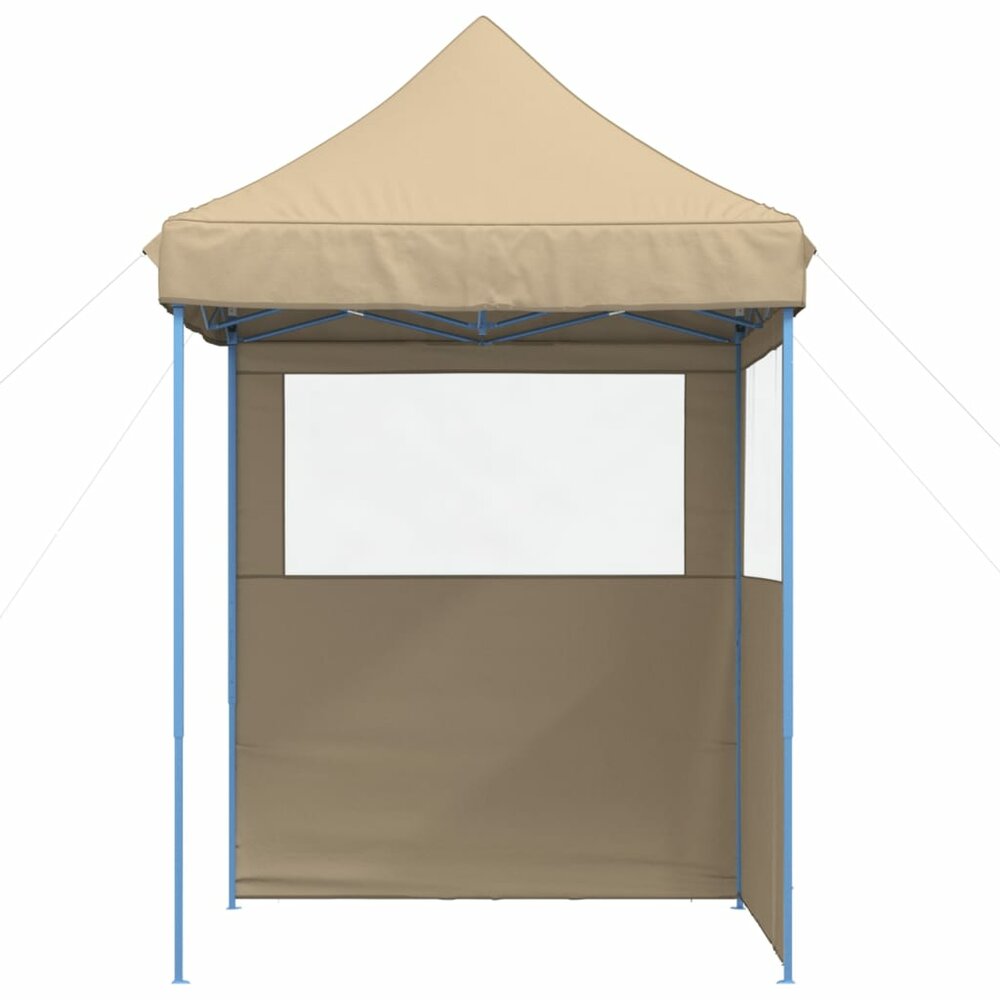 Partytent inklapbaar pop-up met 2 zijwanden beige
