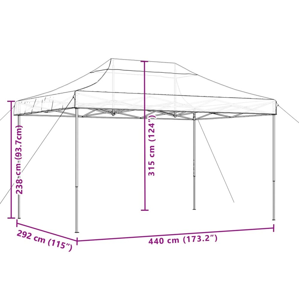 Partytent inklapbaar pop-up 440x292x315 cm oranje