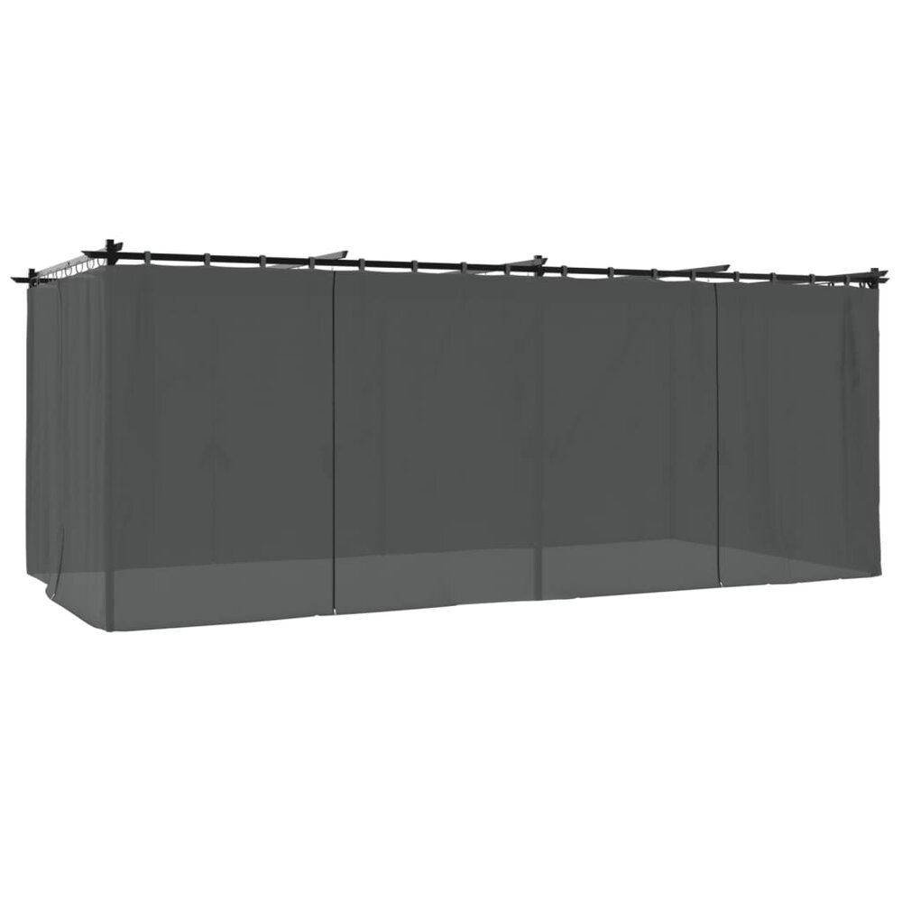 Prieel met gordijnen 6x3 m staal antracietkleurig