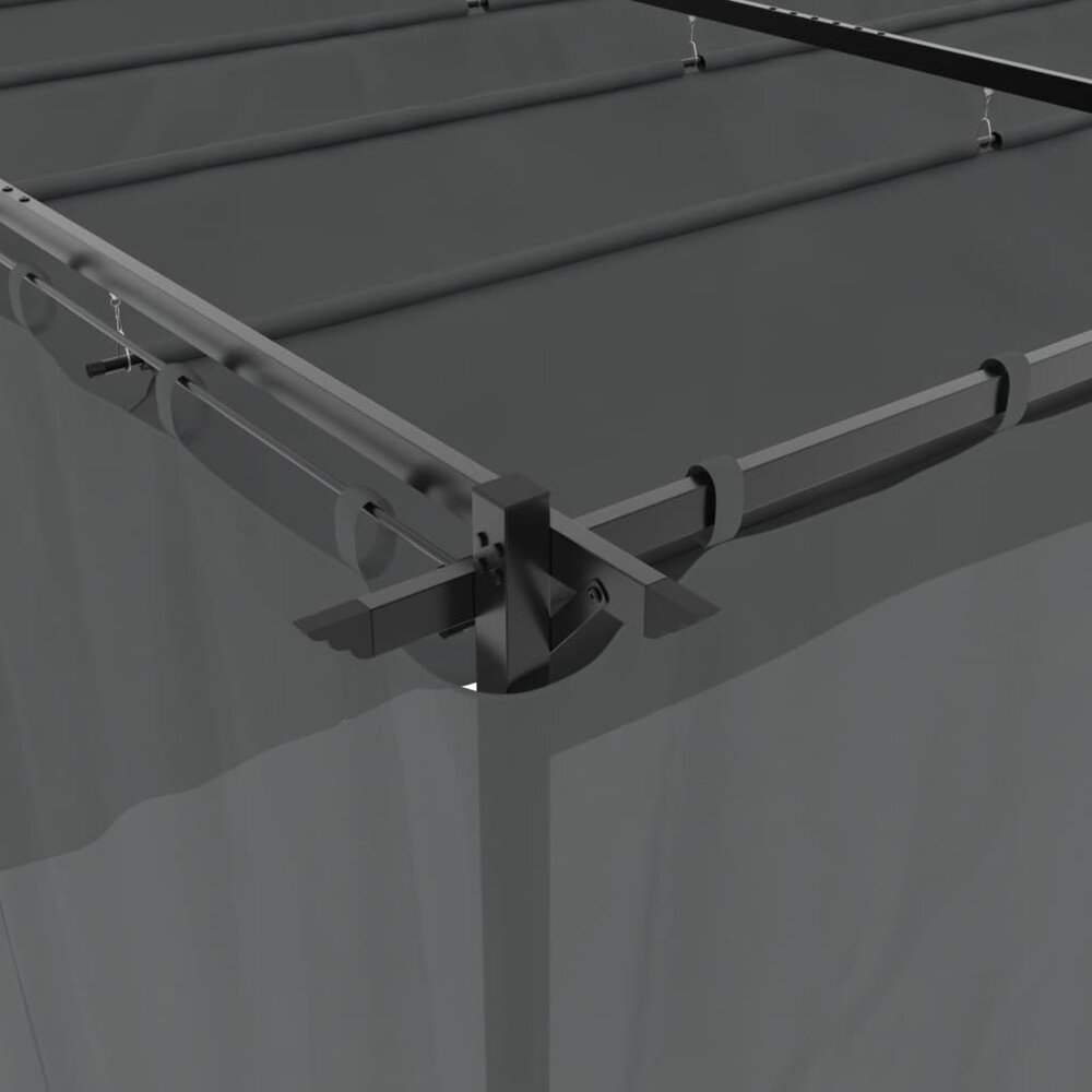 Prieel met gordijnen 6x3 m staal antracietkleurig