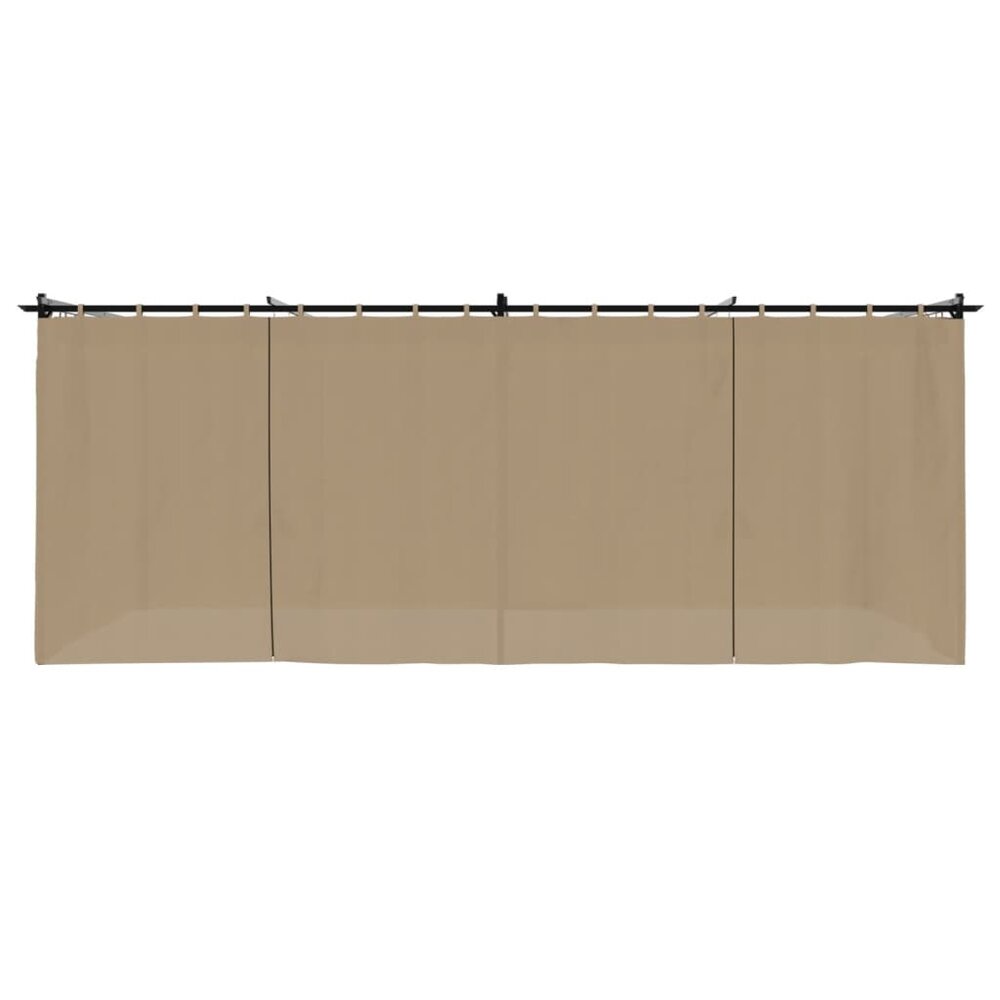 Prieel met gordijnen 6x3 m staal taupe