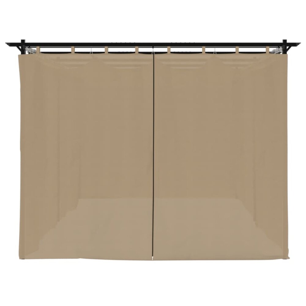 Prieel met gordijnen 6x3 m staal taupe