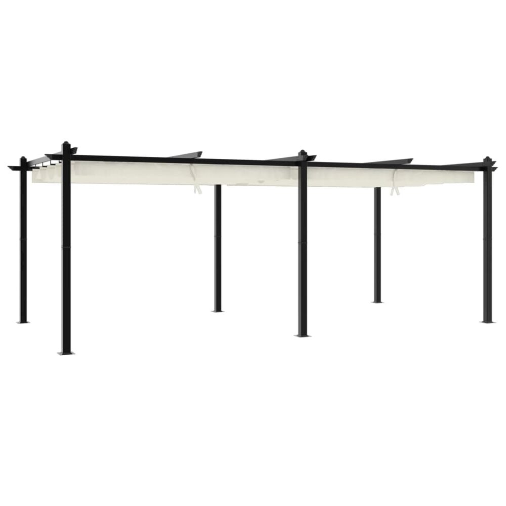 Prieel met uittrekbaar dak 3x6 m aluminium cr&egrave;mekleurig