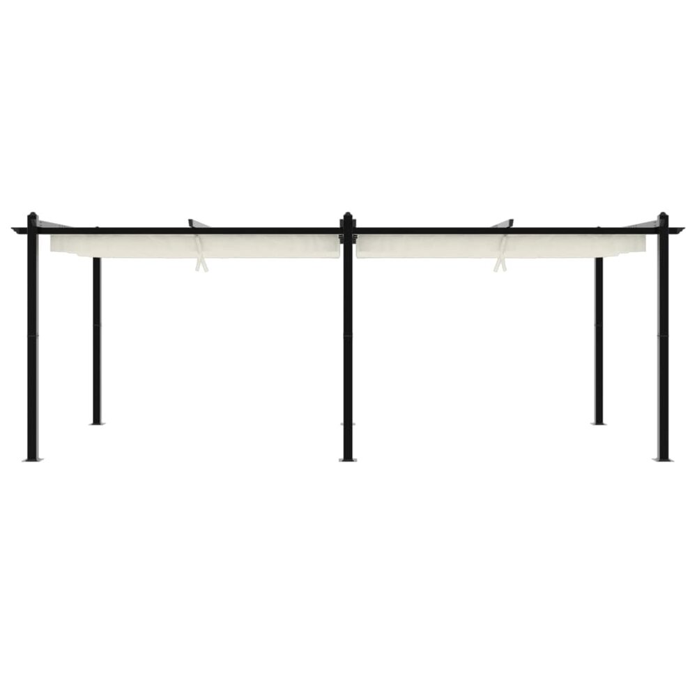 Prieel met uittrekbaar dak 3x6 m aluminium cr&egrave;mekleurig