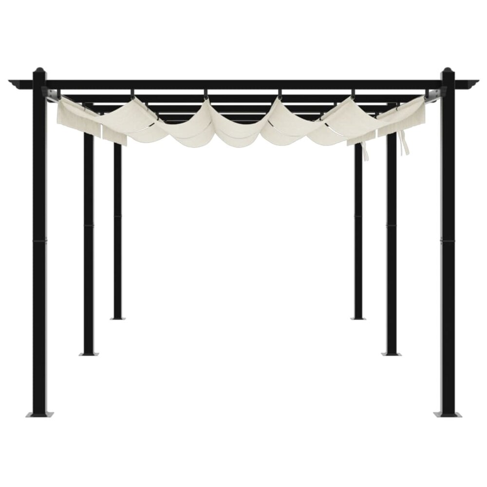 Prieel met uittrekbaar dak 3x6 m aluminium cr&egrave;mekleurig