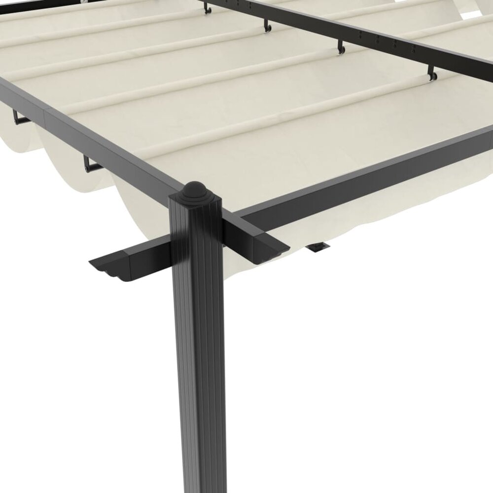 Prieel met uittrekbaar dak 3x6 m aluminium cr&egrave;mekleurig