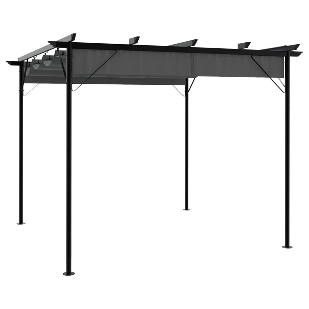 Pergola met uittrekbaar dak 180 g/m&sup2; 3x3 m staal antracietkleur
