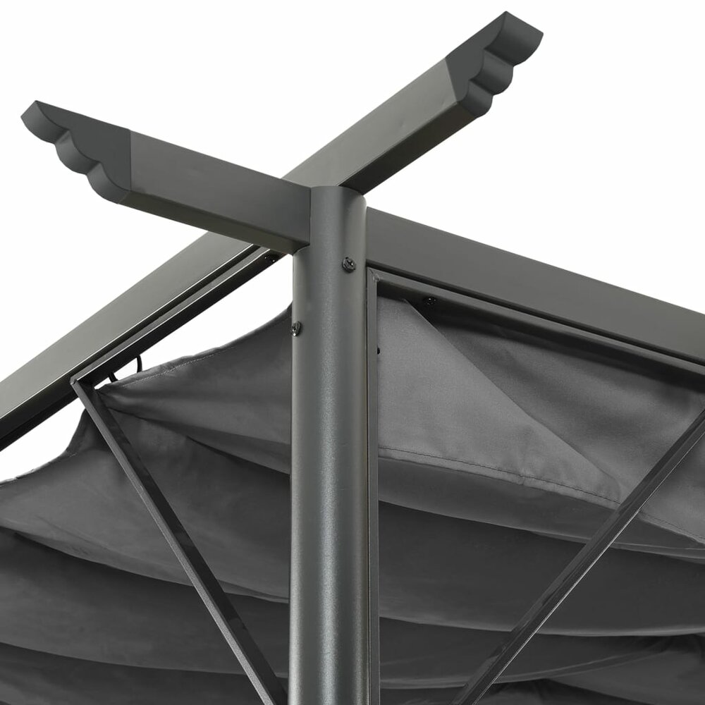 Pergola met uittrekbaar dak 180 g/m&sup2; 3x3 m staal antracietkleur