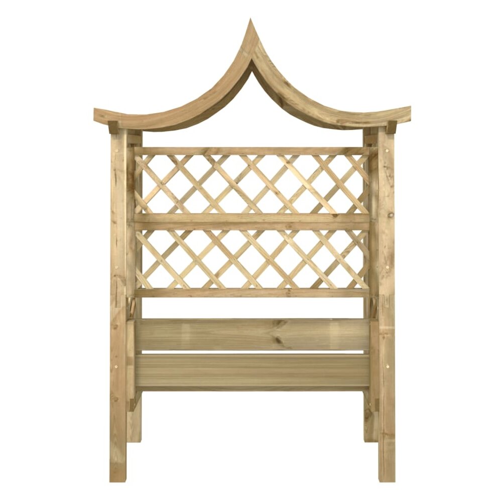 Pergola met dak en bank ge&iuml;mpregneerd grenenhout