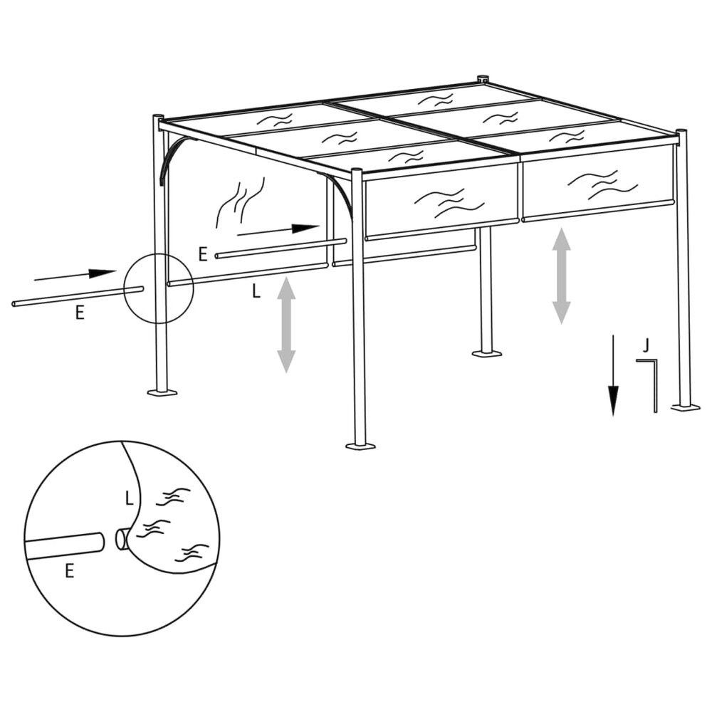 Pergola met verstelbaar dak 3x3 m staal cr&egrave;mewit