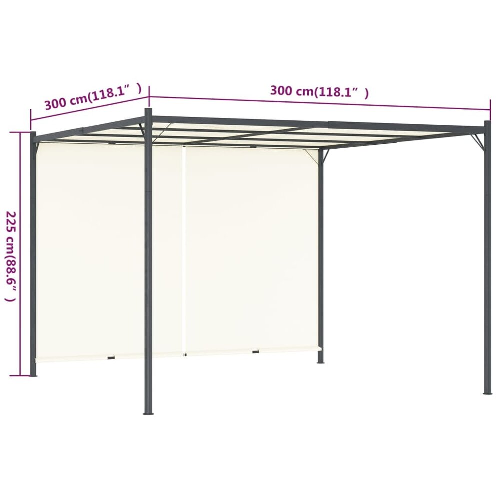 Pergola met verstelbaar dak 3x3 m staal cr&egrave;mewit
