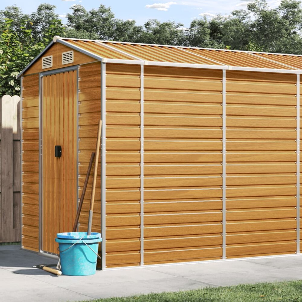 Tuinschuur 191x980x198 cm gegalvaniseerd staal lichtbruin