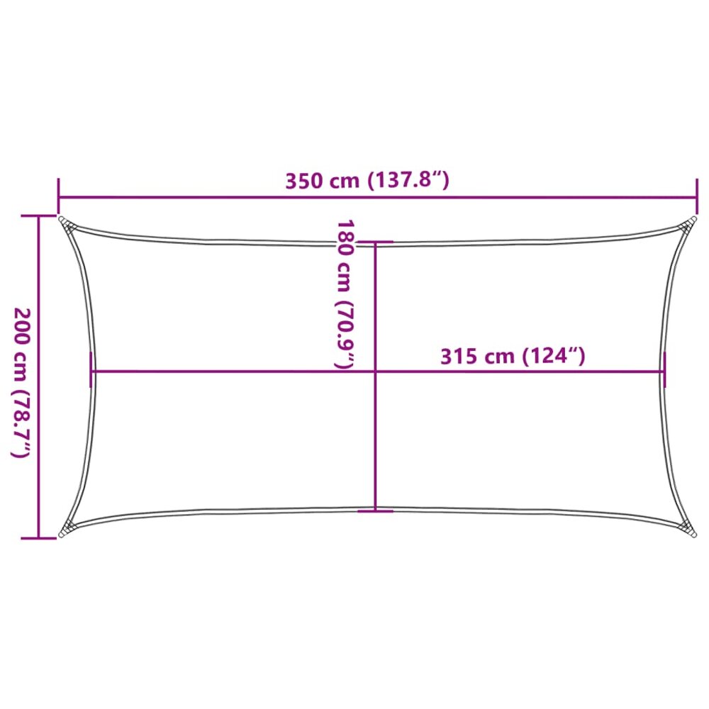 Zonnezeil 160 g/m&sup2; rechthoekig 2x3,5 m HDPE zandkleurig
