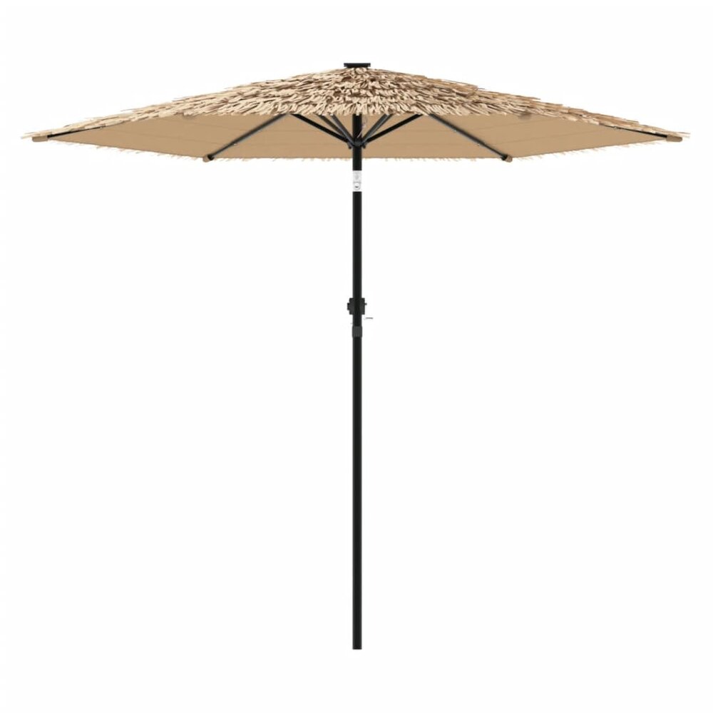 Parasol met LED&#039;s en stalen paal 268x268x226 cm bruin
