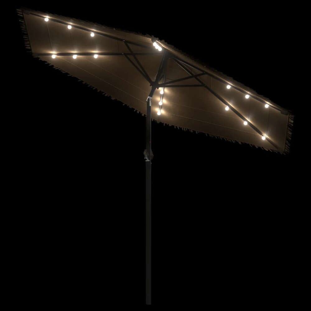 Parasol met LED&#039;s en stalen paal 268x268x226 cm bruin