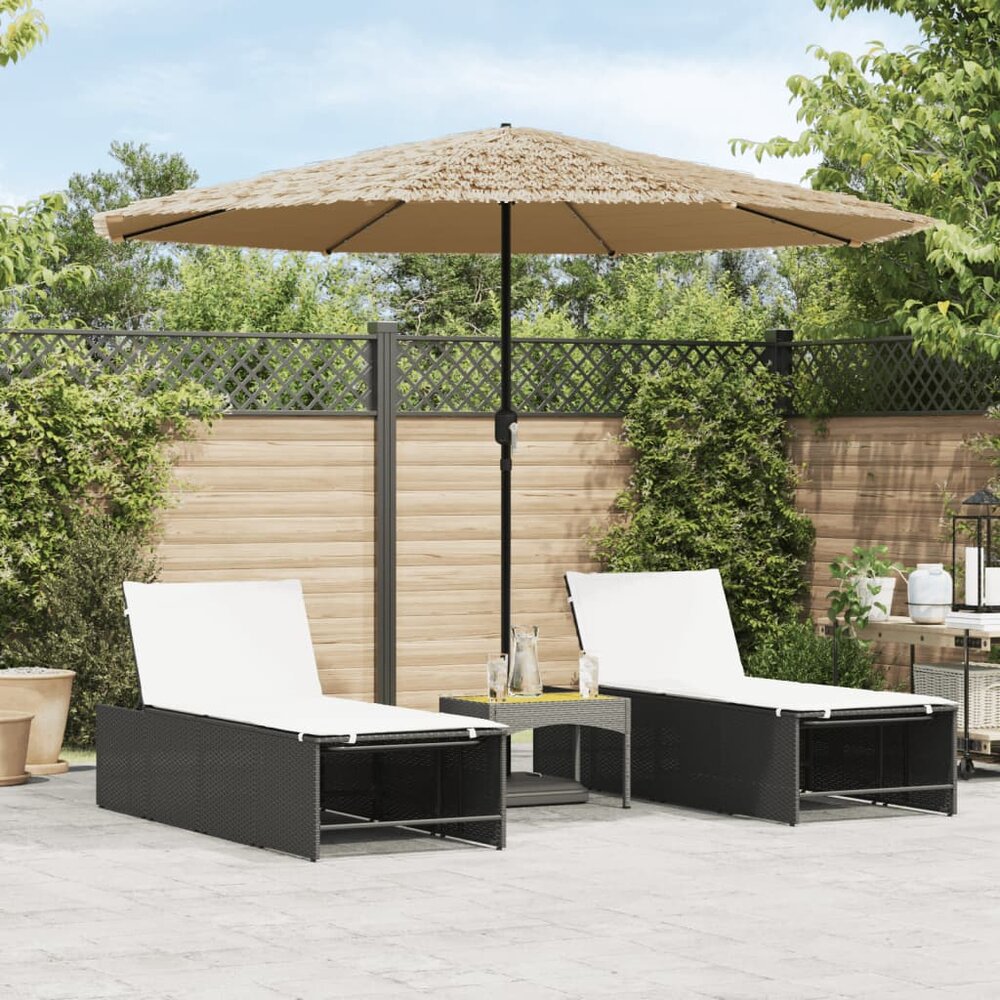 Parasol met LED&#039;s en stalen paal 324x324x247 cm bruin