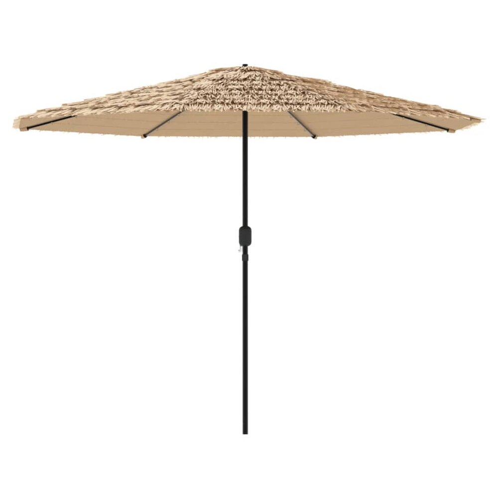 Parasol met LED&#039;s en stalen paal 324x324x247 cm bruin