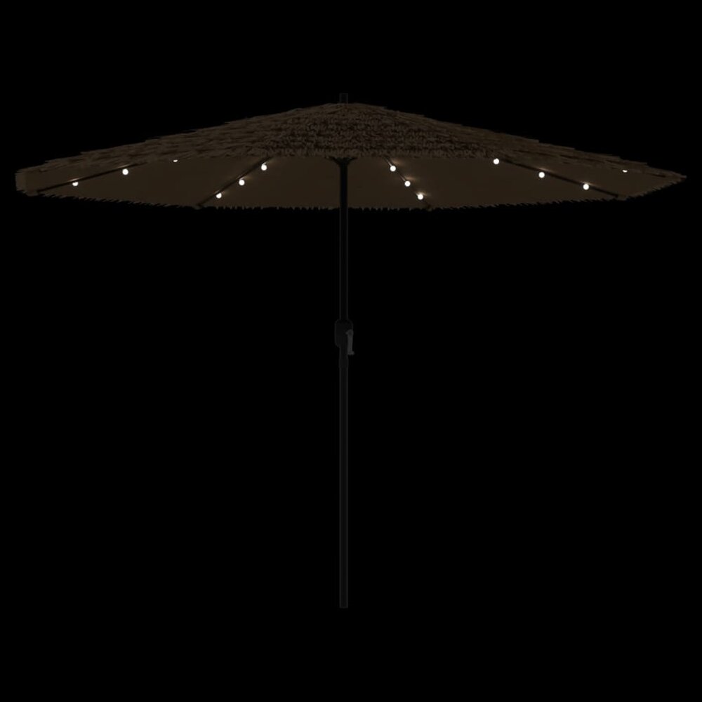 Parasol met LED&#039;s en stalen paal 324x324x247 cm bruin