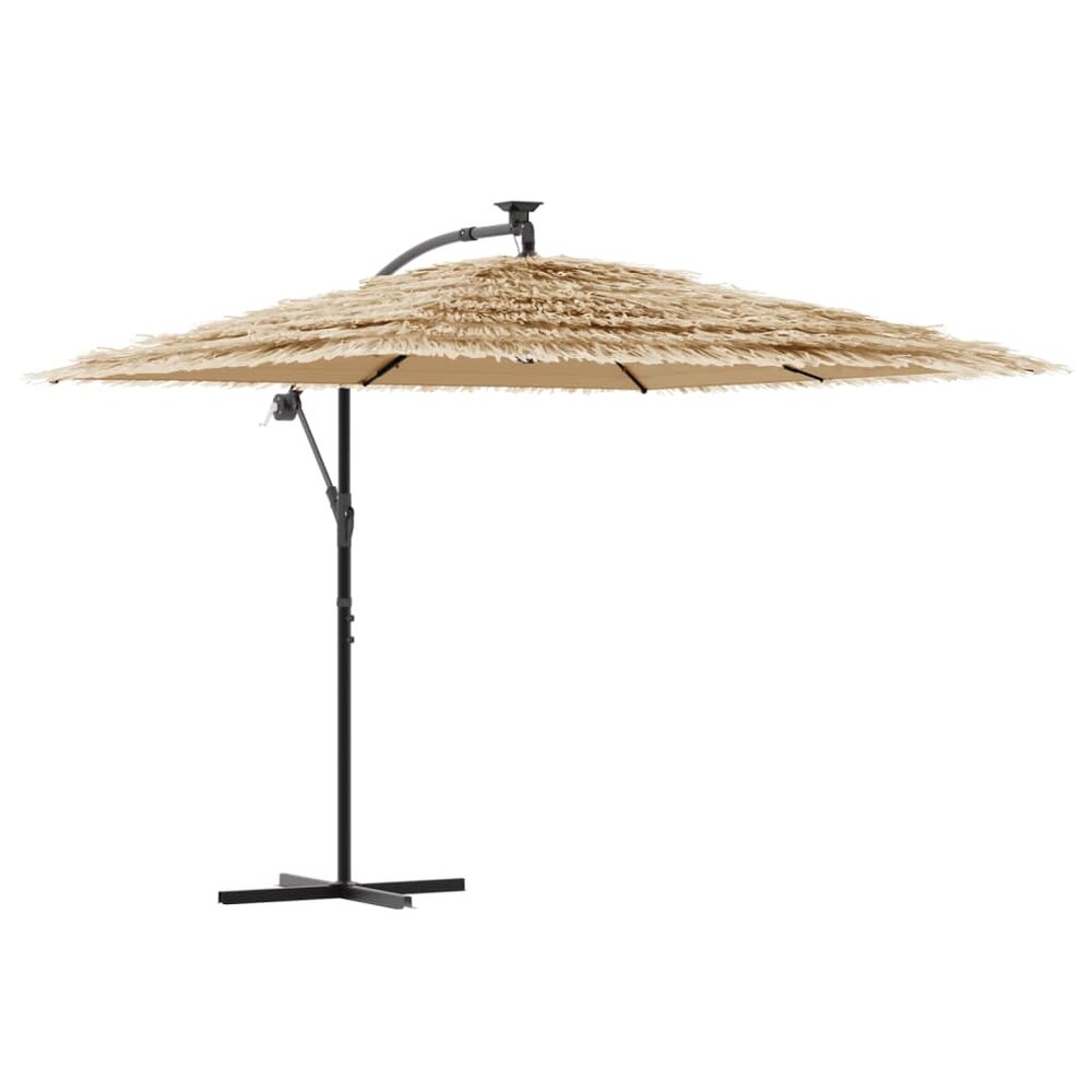 Parasol met LED&#039;s en stalen paal 269x269x235 cm bruin