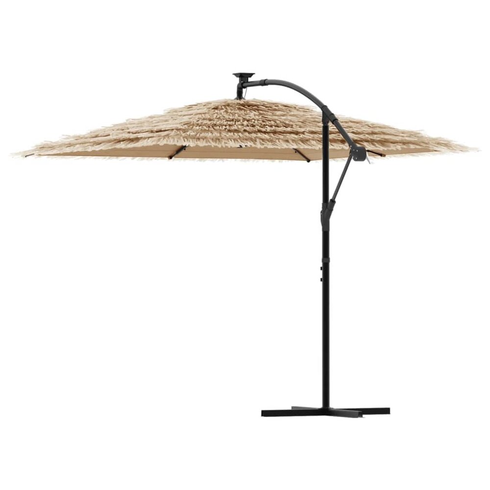 Parasol met LED&#039;s en stalen paal 269x269x235 cm bruin