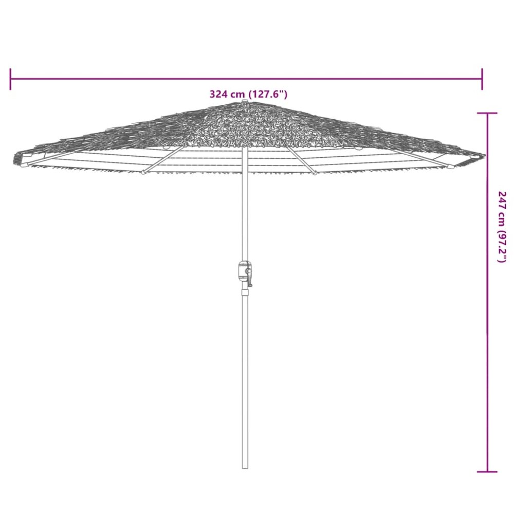 Parasol met stalen paal 324x324x247 cm bruin