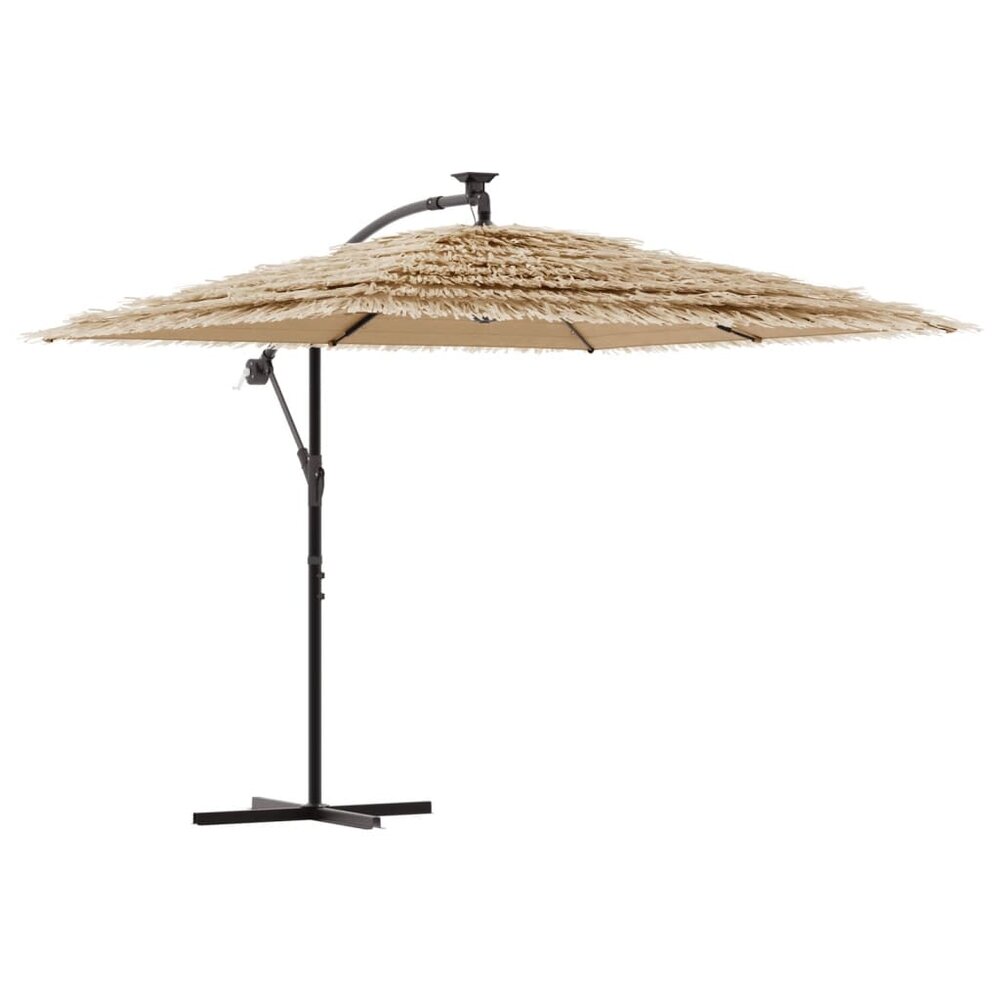 Parasol met LED&#039;s en stalen paal 246x246x230 cm bruin