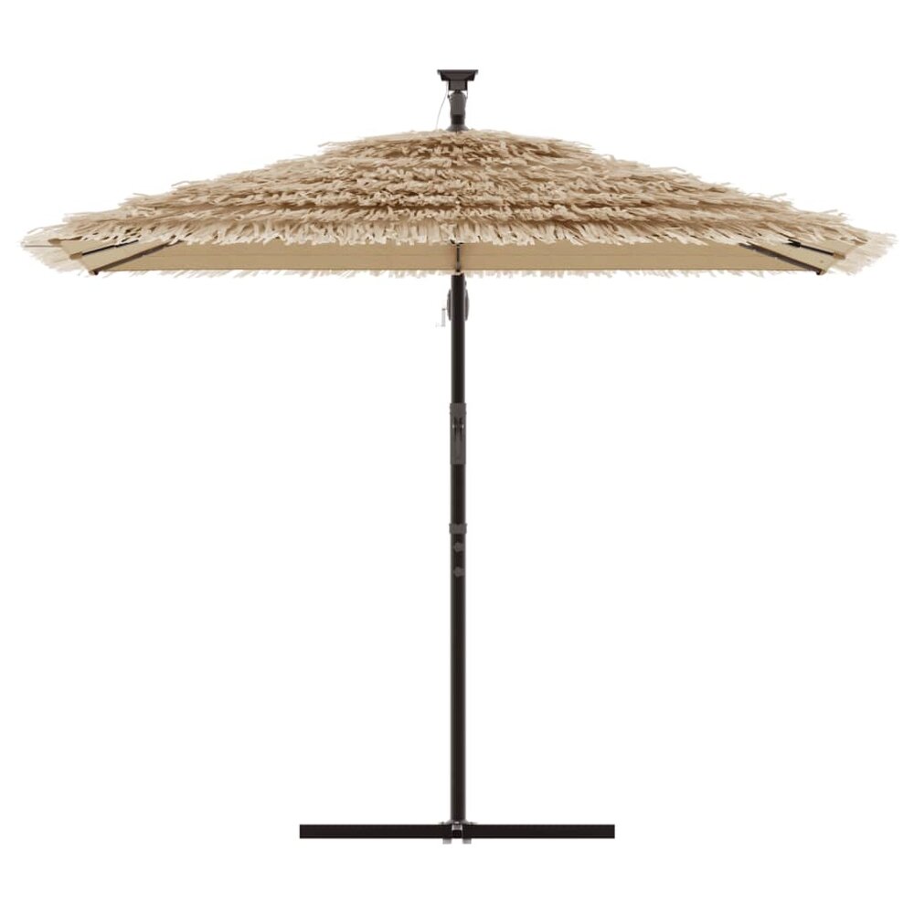 Parasol met LED&#039;s en stalen paal 246x246x230 cm bruin