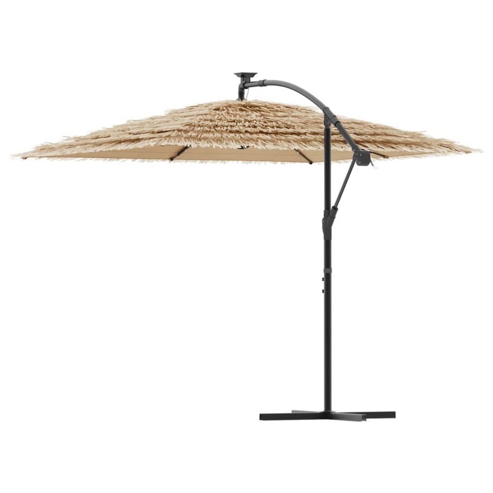 Parasol met LED&#039;s en stalen paal 246x246x230 cm bruin