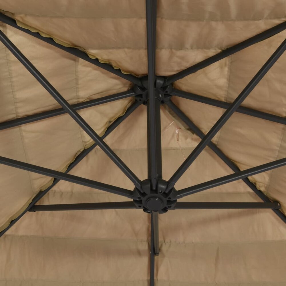 Parasol met LED&#039;s en stalen paal 246x246x230 cm bruin