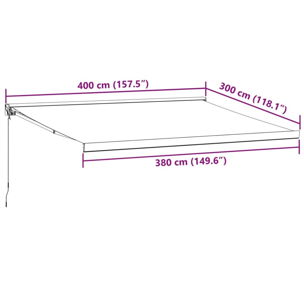 Luifel handmatig uittrekbaar 400x300 cm bruin