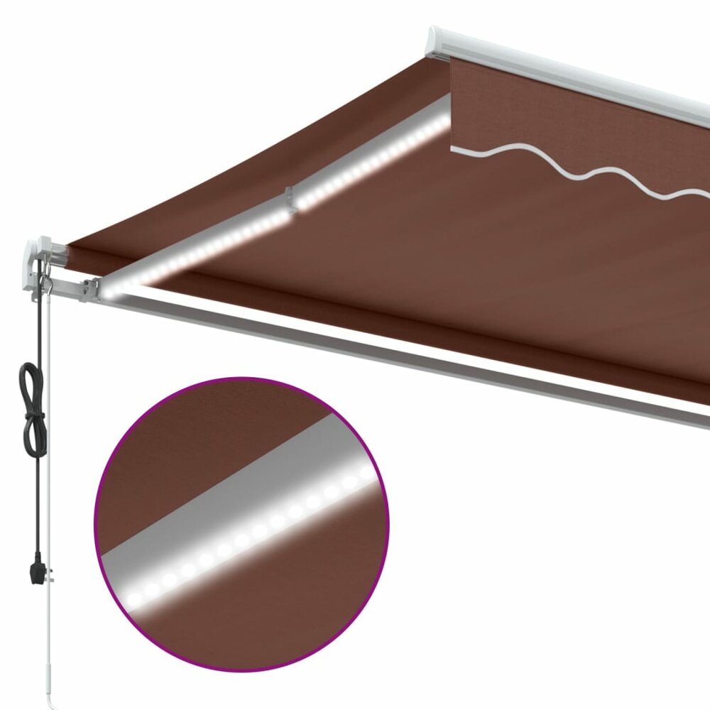 Luifel automatisch uittrekbaar met LED 500x300 cm bruin