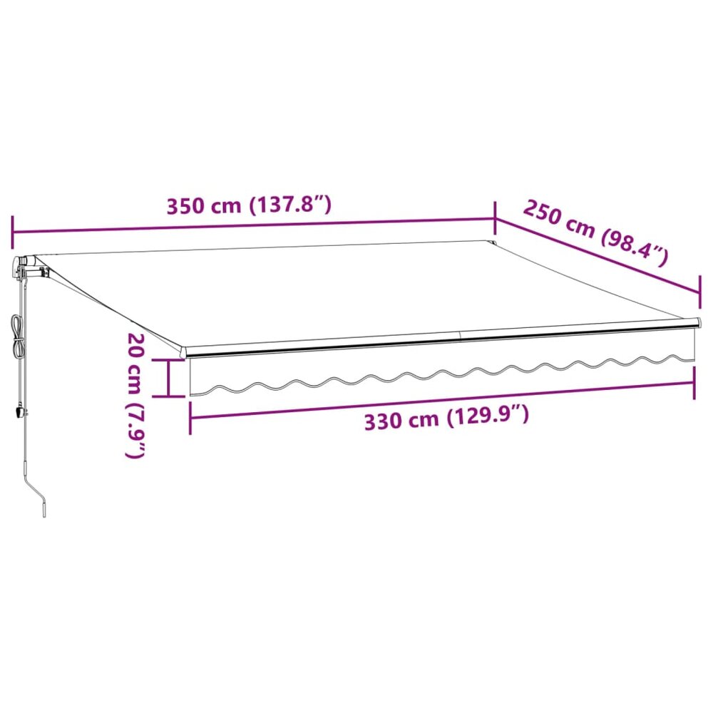 Luifel automatisch uittrekbaar met LED 350x250 cm bordeauxrood