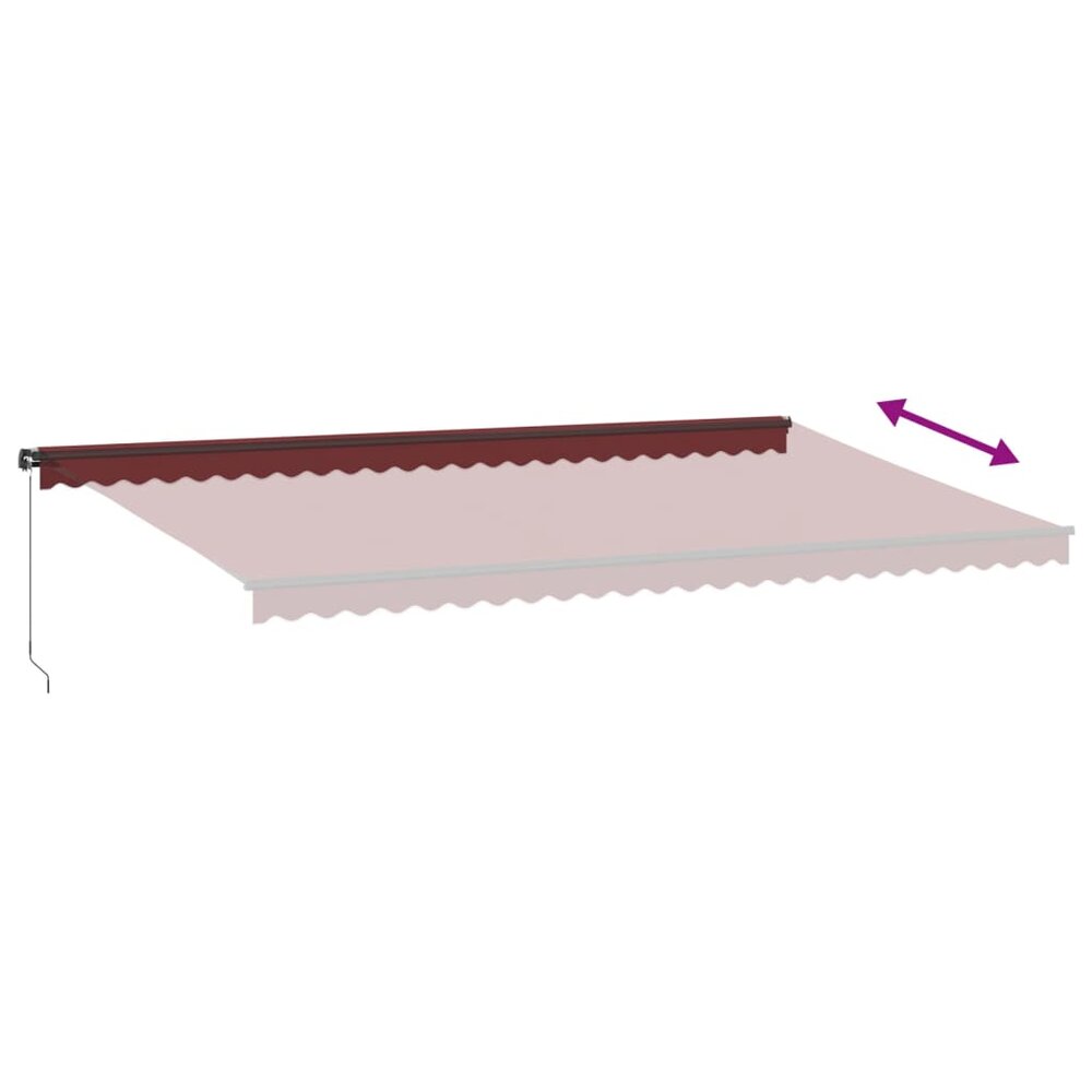 Luifel handmatig uittrekbaar met LED&#039;s 600x350 cm bordeauxrood