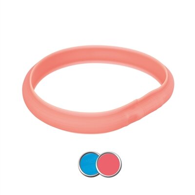 Trixie Lichtgevende Halsband Hond Flash Usb Silicone Koraal L-XL 70 CM 3 MM 2 ST