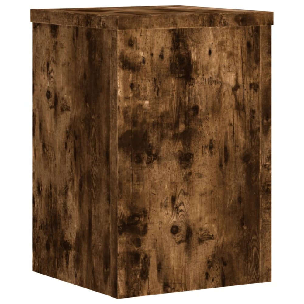 Plantenstandaards 2 st 20x20x30 cm bewerkt hout gerookt eiken