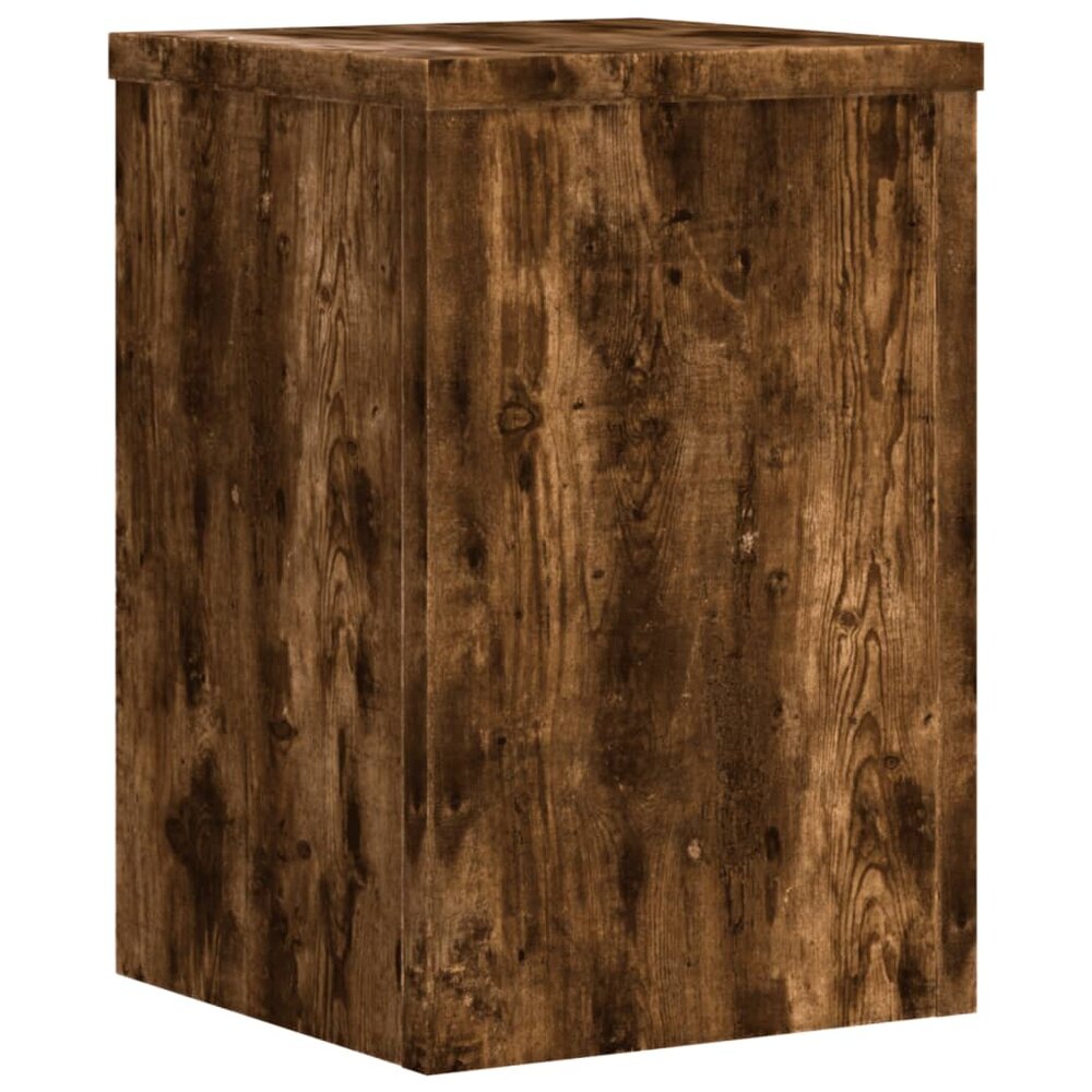 Plantenstandaards 2 st 20x20x30 cm bewerkt hout gerookt eiken