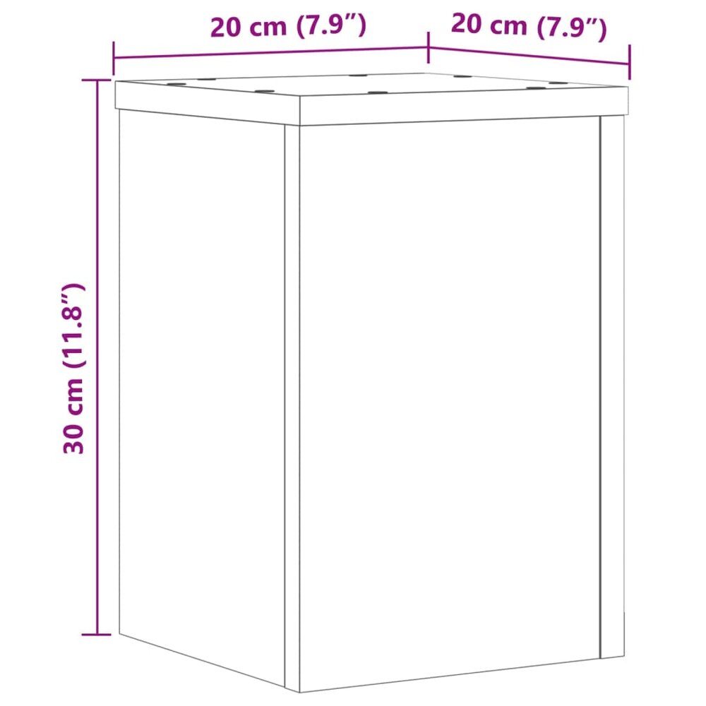 Plantenstandaards 2 st 20x20x30 cm bewerkt hout gerookt eiken