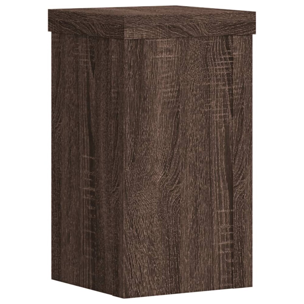 Plantenstandaards 2 st 10x10x18 cm bewerkt hout bruin eiken