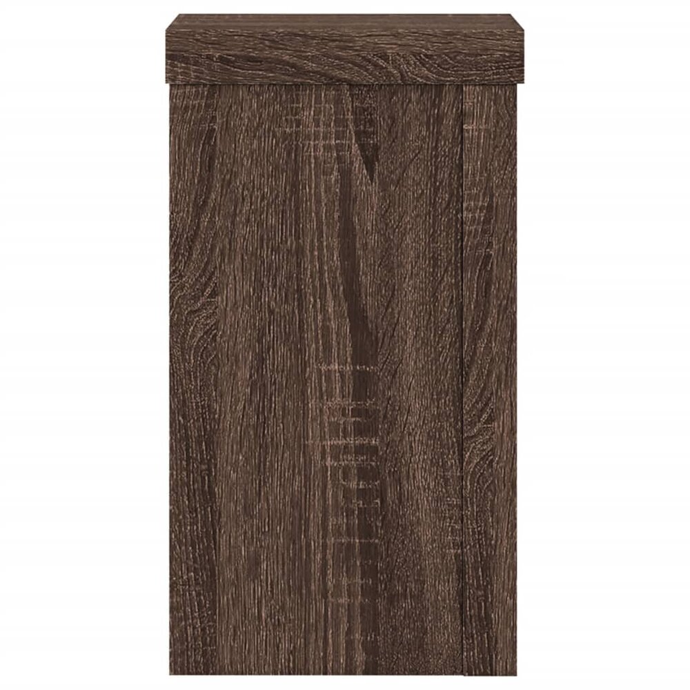 Plantenstandaards 2 st 10x10x18 cm bewerkt hout bruin eiken