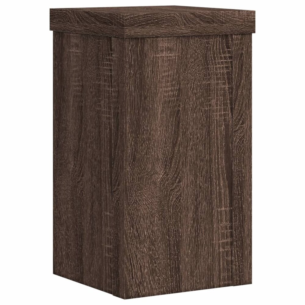 Plantenstandaards 2 st 10x10x18 cm bewerkt hout bruin eiken
