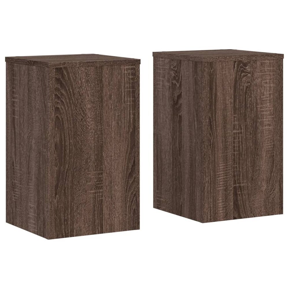 Plantenstandaards 2 st 30x30x50 cm bewerkt hout bruin eiken
