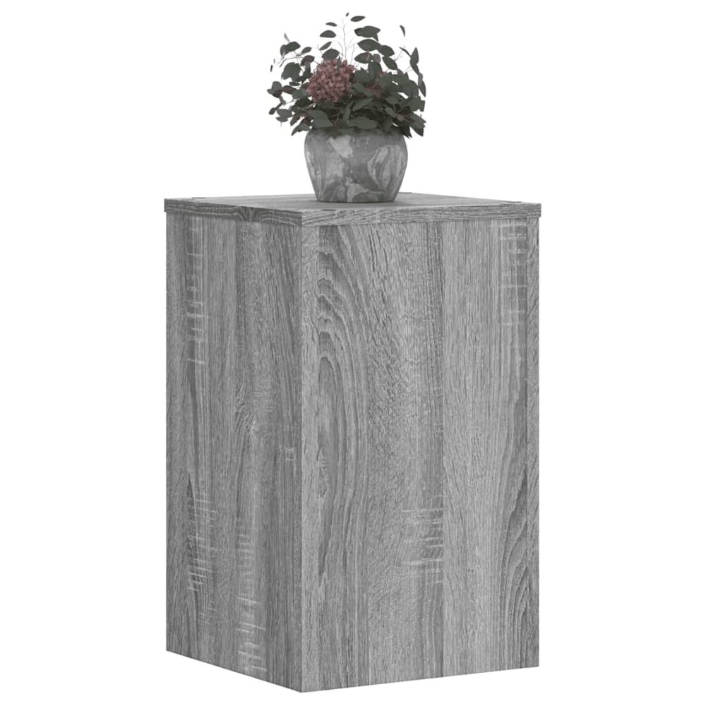 Plantenstandaards 2 st 30x30x50 cm bewerkt hout grijs sonoma