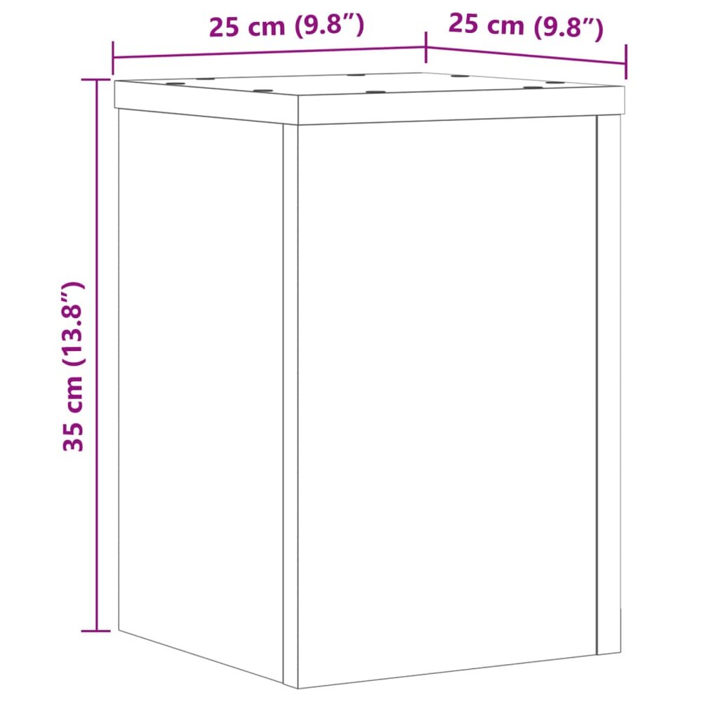 Plantenstandaards 2 st 25x25x35 cm bewerkt hout sonoma eiken