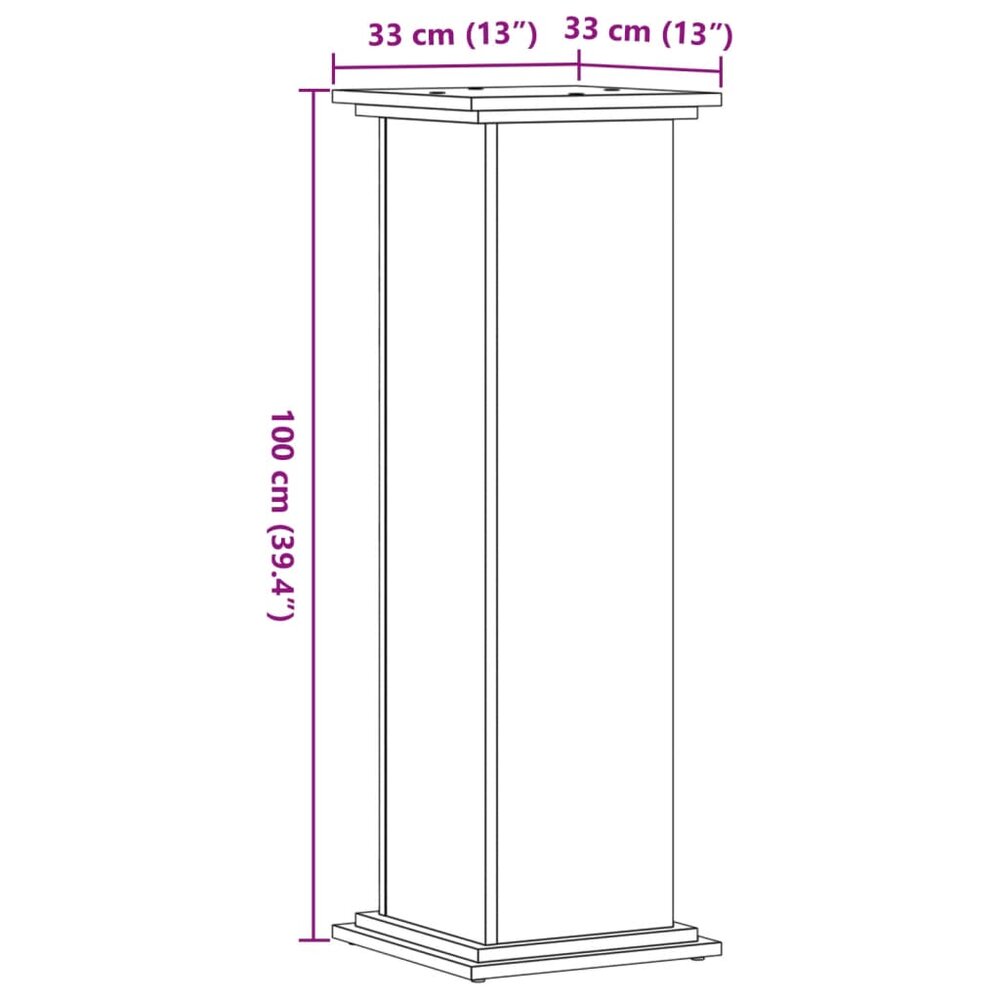 Plantenstandaard 33x33x100 cm bewerkt hout grijs sonoma eiken