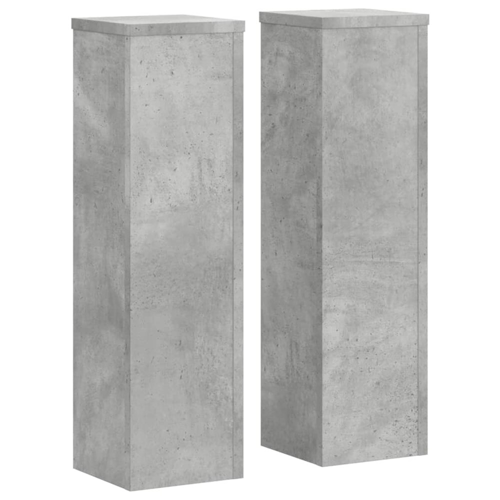 Plantenstandaards 2 st 17x17x60 cm bewerkt hout betongrijs